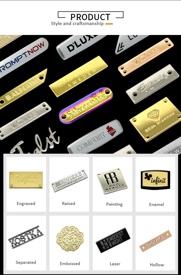 High Quality Bag Fittings Metal Logo Tag Custom Metal Logo Labels for Handbags